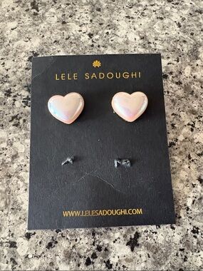 Brand new Lele Sadoughi pearl heart studs